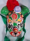 Set of 2 Folk Art Clay Beard Green Chinese Painted Wall Hanging Opera Red Mask — photo 3