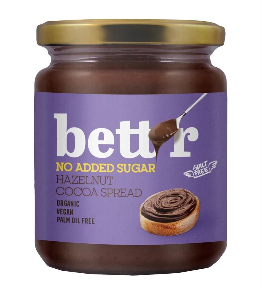 Bettr Hazelnut Cocoa Spread with NO Added Sugar Bio Bettr 250g - 2 Pack