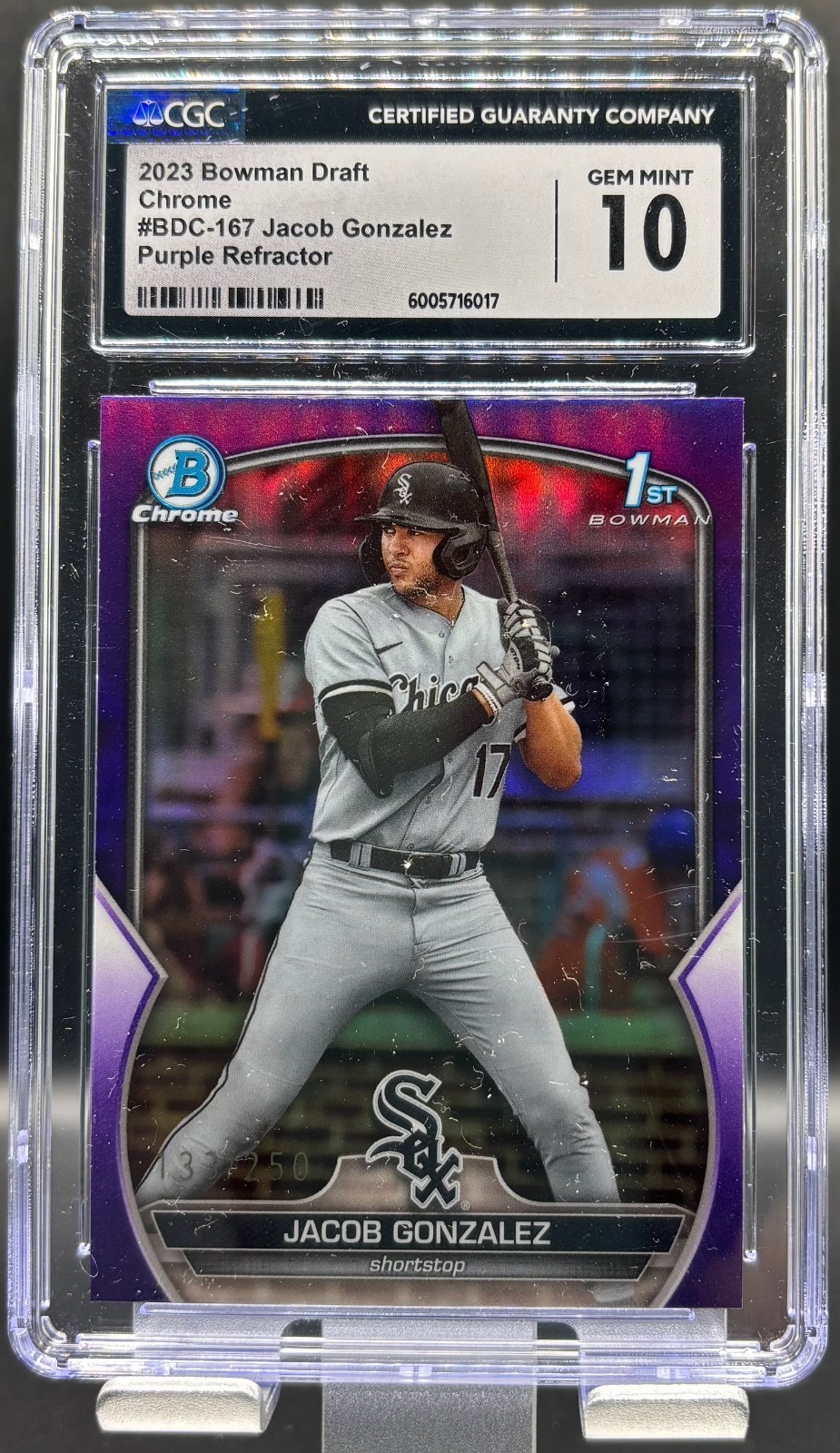2023 Bowman Draft Jacob Gonzalez Chrome Purple Refractor 1st #/250 CGC 10 GEM MT