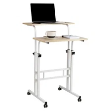 Standing Desk, Adjustable Height Laptop Workstation, Portable Rolling Desk on...