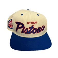 Detroit Pistons Mitchell And Ness Hardwood Classics Snapback Hat NBA Used