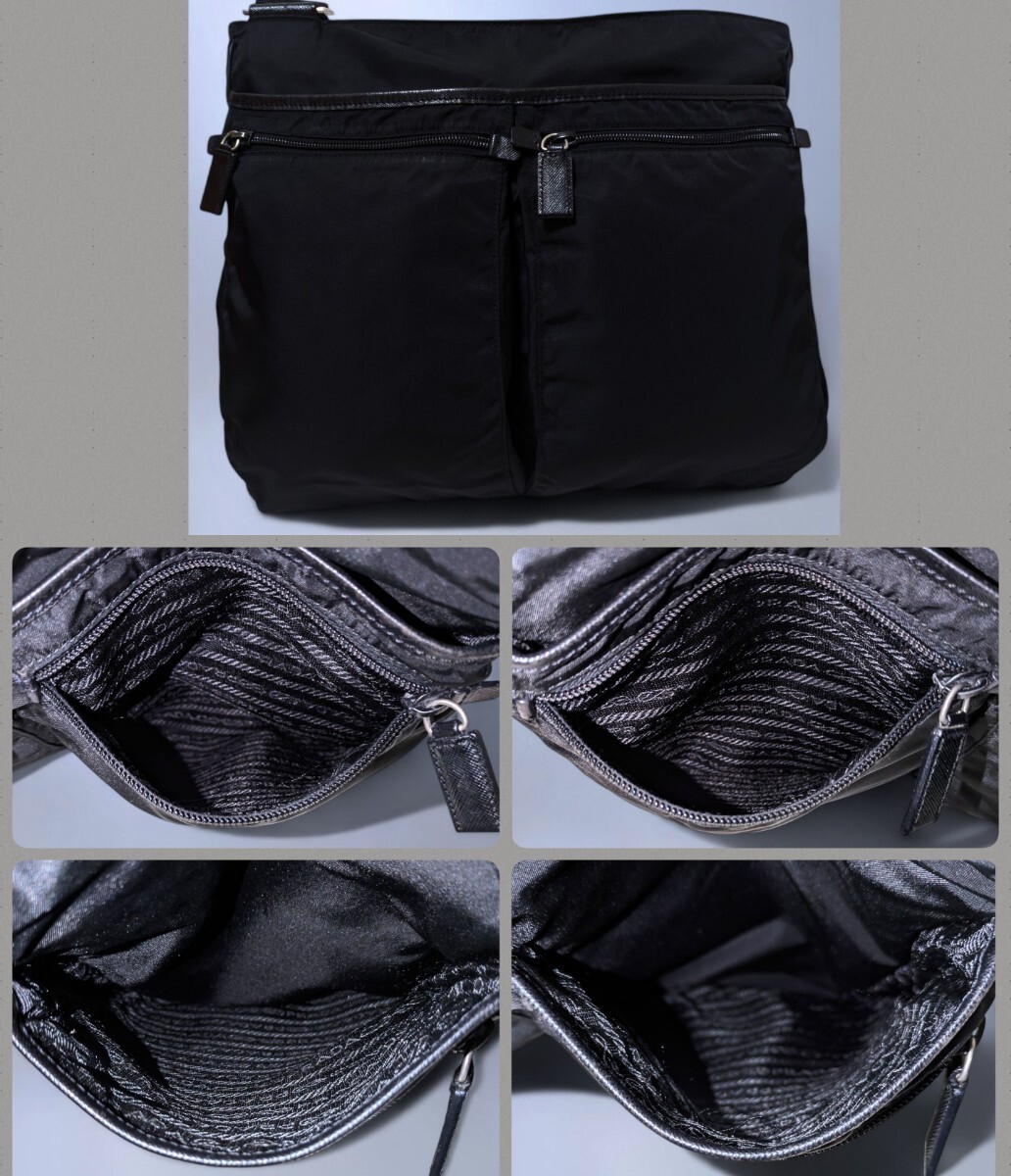 Prada Black Nylon Multi Pocket Shoulder Bag Vintage Authentic thumbnail 6