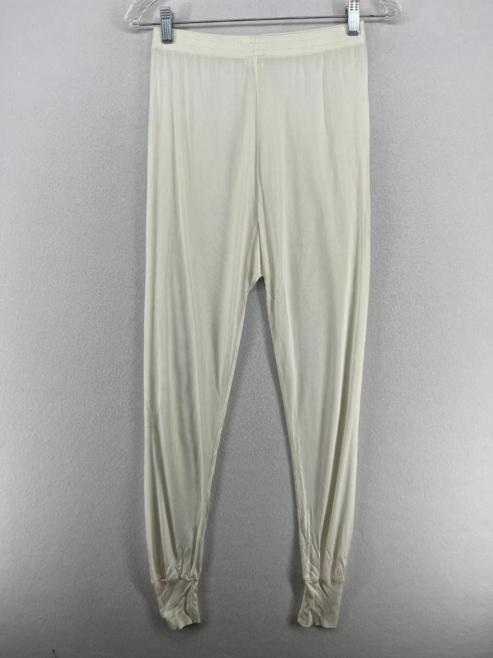 L'ARC EN CIEL Leggings M 100% Silk Base Layer Pull On Lounge Ankle Off White - Image 2 of 4