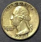 1964 Washington Quarter. Philadelphia Mint.  90% Silver. Maybe VF Or Better.