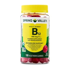 Spring Valley Vitamin B12 Supplement Vegetarian Gummies 500 mcg, 100 Count，New