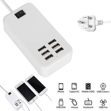 Multi 6-Ports USB Phone Charger Socket Fast Charging Station Adapter 3A