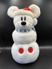 2001 Disney Store 12" Mickey Mouse Snowman Plush Santa Hat Stuffed Toy Christmas