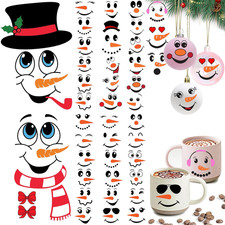 43 PCS Snowman Face Stickers for Crafts Christmas Vinyl Snowman Face Decals for