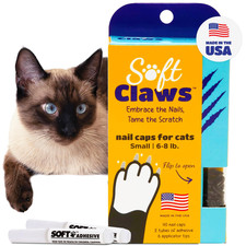 Soft Claws Cat Nail Caps for Small Cats 40 Caps, Black - Small, Black