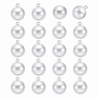 20 StüCk Runde PerlenknöPfe 18Mm Metallstiel NäHnäHte KnöPfe Helles Weiß Silber