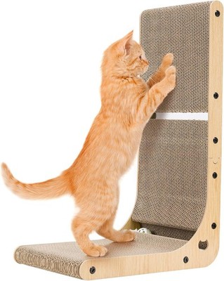at Kratzunterlage, 60 cm hoch L Form vertikales Katzenkratzunterlage, Katzenminze Ball