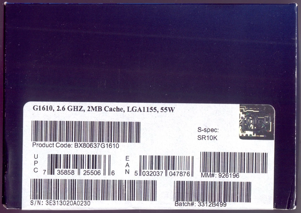 New Sealed Intel Celeron G1610 Processor 2.6 GHz CPU LGA 1155 BX80637G1610 SR10K - Image 3 of 4