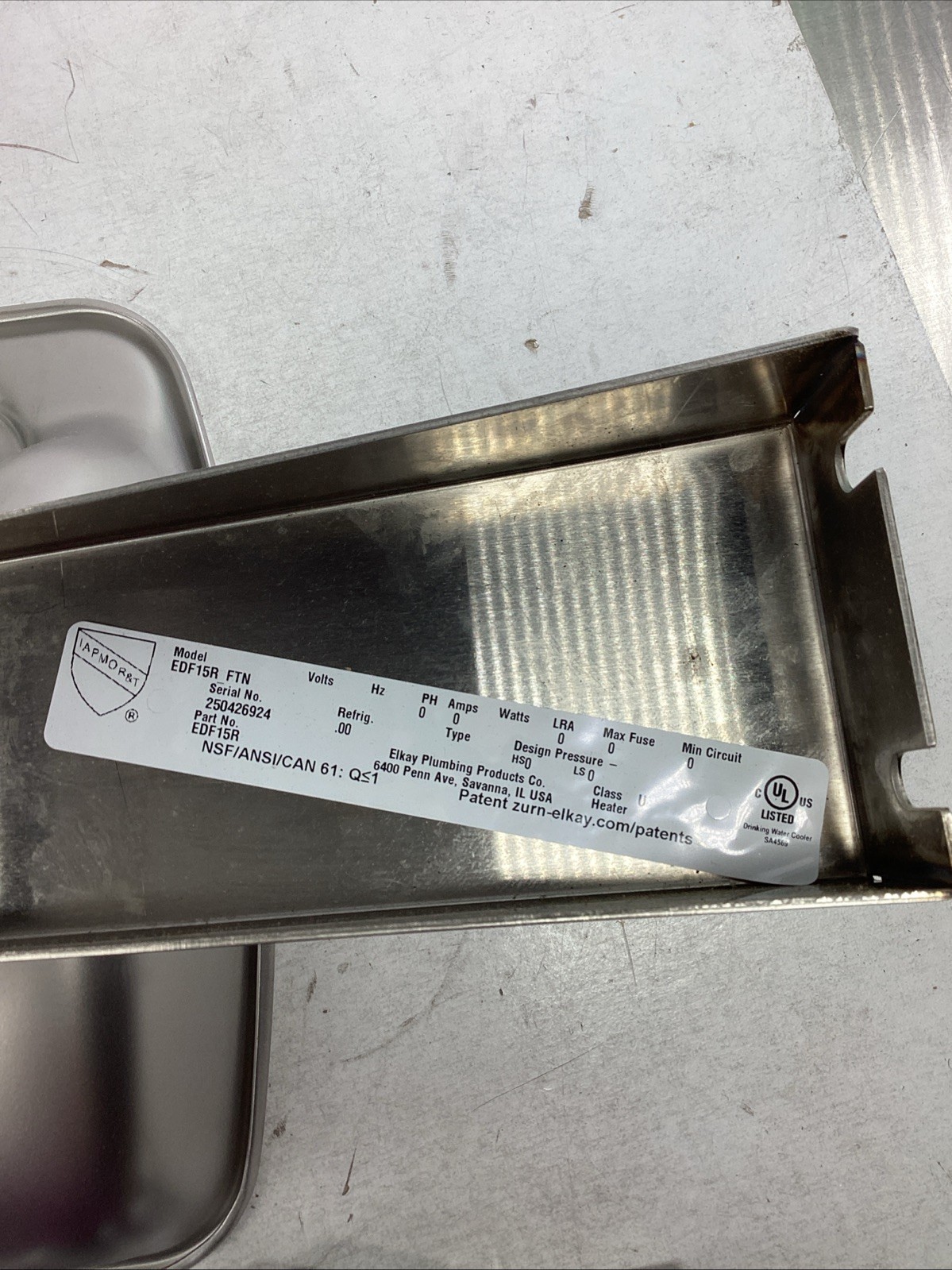 Elkay EDF15R Wall Mounted Single Level Bracket Drinking Fountain Stainless Steel