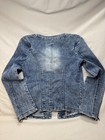 Anna-Kaci Women's Blue Denim Jacket Rhinestone Open Front Pockets S/M — photo 2