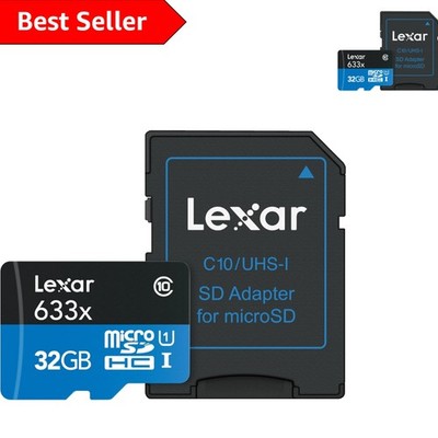 Ultra-Fast 32GB MicroSDHC UHS-I Card with Durable SD Adapter for Action Cameras