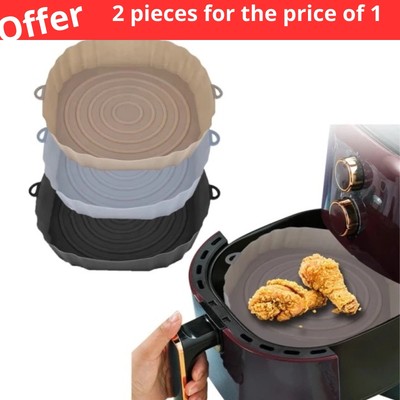 2X Air Fryer Silikon Topfkorb - Antihaftbeschichtet, Wiederverwendbare Einlagen, Backofen & Mikrowelle