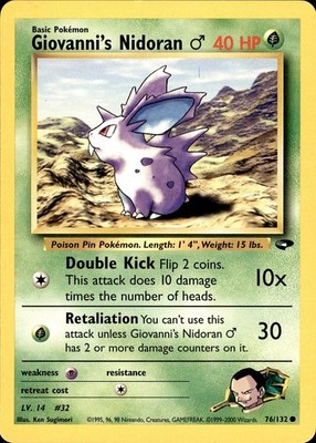 POKEMON GIOVANNI'S NIDORAN M 76 GYM CHALLENGE 132 COMMON UNLIMITED MP