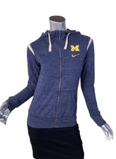 Nike Michigan Wolverines Gym Vintage Heather Blue Full Zip Hoodie Women s Small