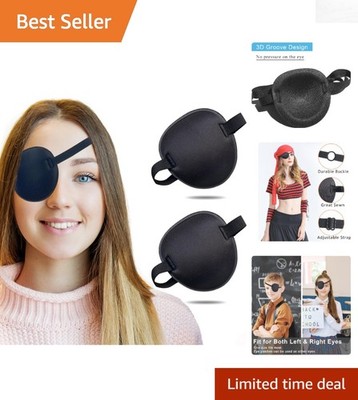 Luxury Black Eye Patches - 2 Pack Adjustable Comfort for Amblyopia Treatment