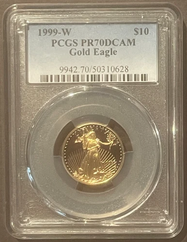 1999-W American Eagle $10 GOLD PCGS PR70 DCAM : Coin 1/4 Oz Bullion : 10226