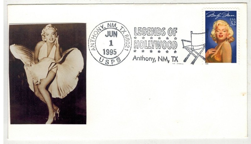 1995 RARE HPS PHOTO CACHET 2967 HOLLYWOOD MARILYN MONROE ANTHONY NM TX CANCEL