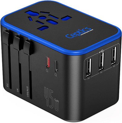 Universal Travel Adapter, 45W International Power Adapter with PD & QC 3.0 Dual 
