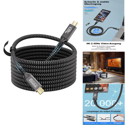 USB C Kabel 5m 20 Gbps PD3.1 48V 5A USB
