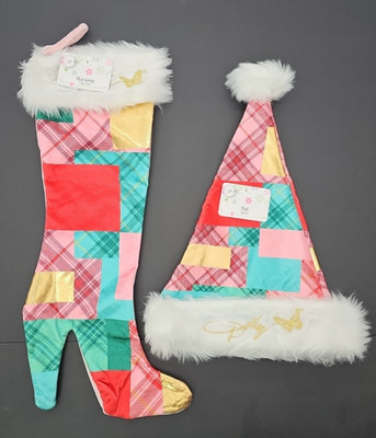Dolly Parton 2Pc Coat Of Many Colors 23  Stiletto Stocking And Santa Hat NWT