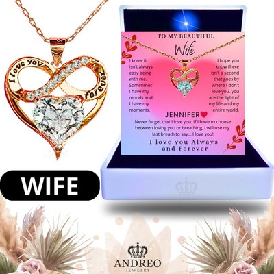 18k Wife CUSTOM Infinity Necklace Gift From Husband Love Birthday ANDREO