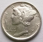 1917-S Mercury Silver Dime AU Details, 10C San Francisco coin