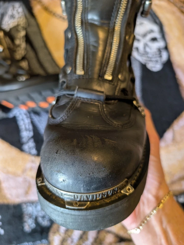 Harley-Davidson Brake Light Double Zip Boots Size 8.5 Leather Motorcycle 91680 - Image 3 of 4