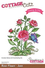 Fustelle Big Shot Sizzix Cottage Cutz Stamps & Die Rose Flower- June
