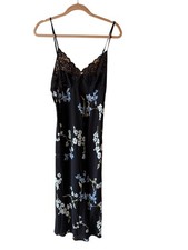 Oscar de la Renta Womens V-neck Floral Bias Cut Slip Dress  Size Large Vintage