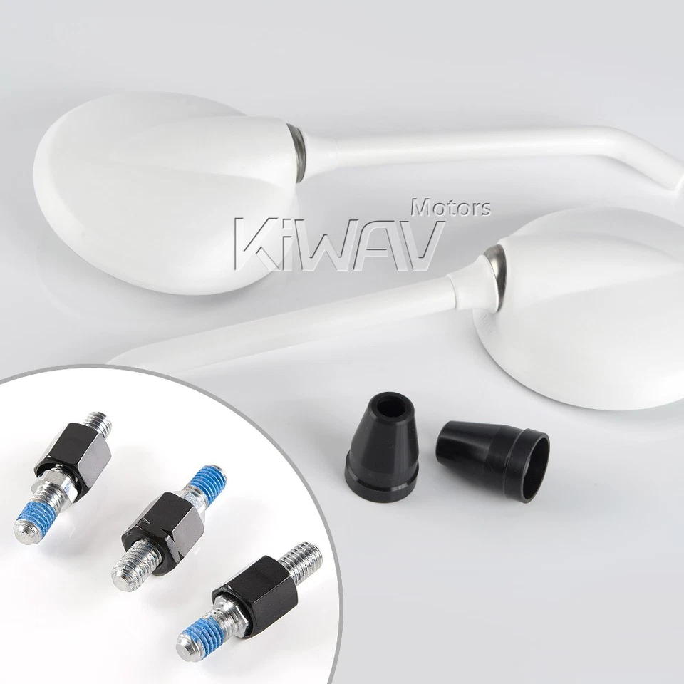 Magazi rétroviseurs moto ancier roundie blanc 8mm pour Ducati - Photo 3/4