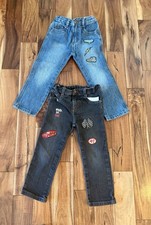 2 Wrangler Jeans Boys Blue/Black Pants Elastic Waist Denim 4T Great Condition