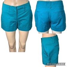 New York and Co 7th Avenue Womens Dress Shorts Cuffed Stretch Teal Blue Size 0