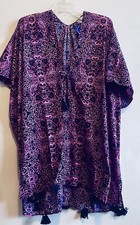 Swimsuits For All Pink Purple Medallion Print Tie Front Coverup Caftan 22/24 NWT