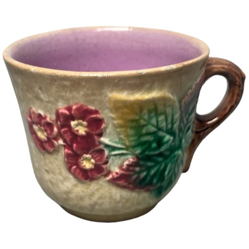 Antigua mini tetera y taza de té victoriana mayólica rosa silvestre siglo XIX sin marca - Imagen 11 de 14