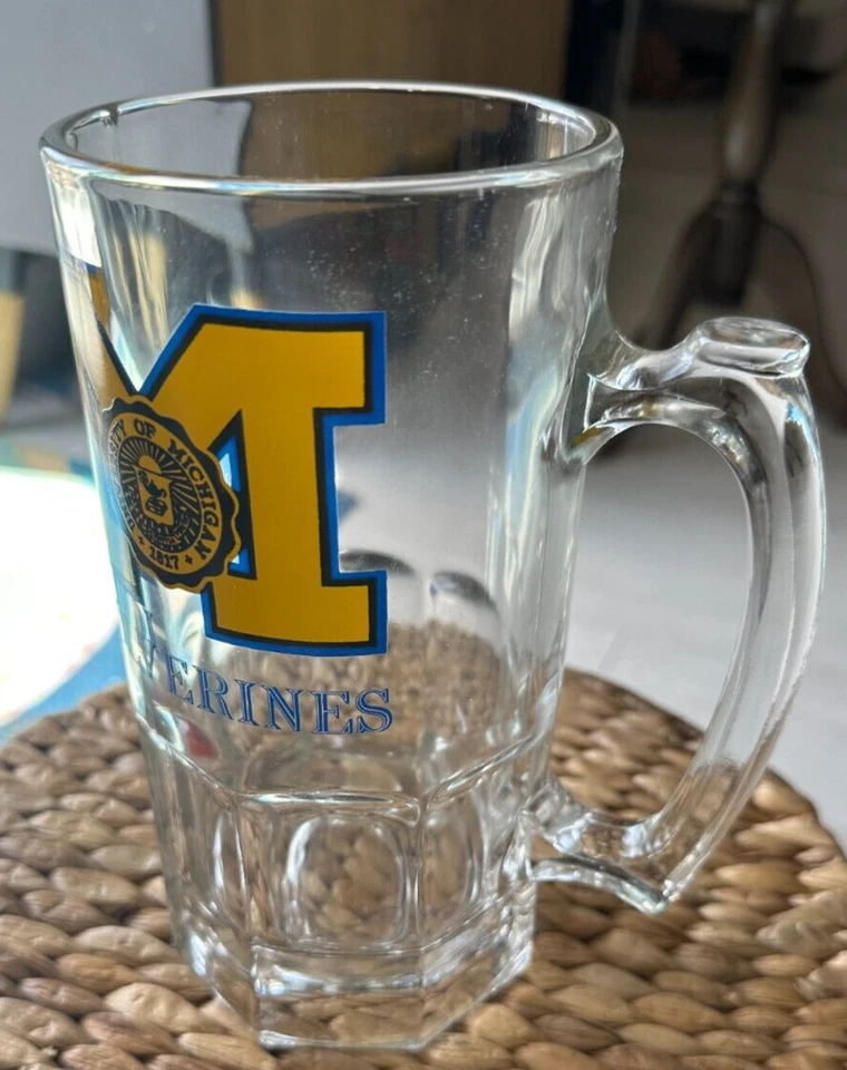 University Michigan Wolverines High Quality Glass Beer Stein Handle 32oz - Image 2 of 4