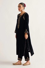 Black Color velvet embroidered Kurta with salwar