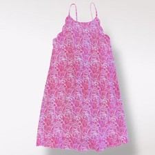 Lauren James Pink Scalloped Daisy Mini Swing Dress Size S Preppy Casual