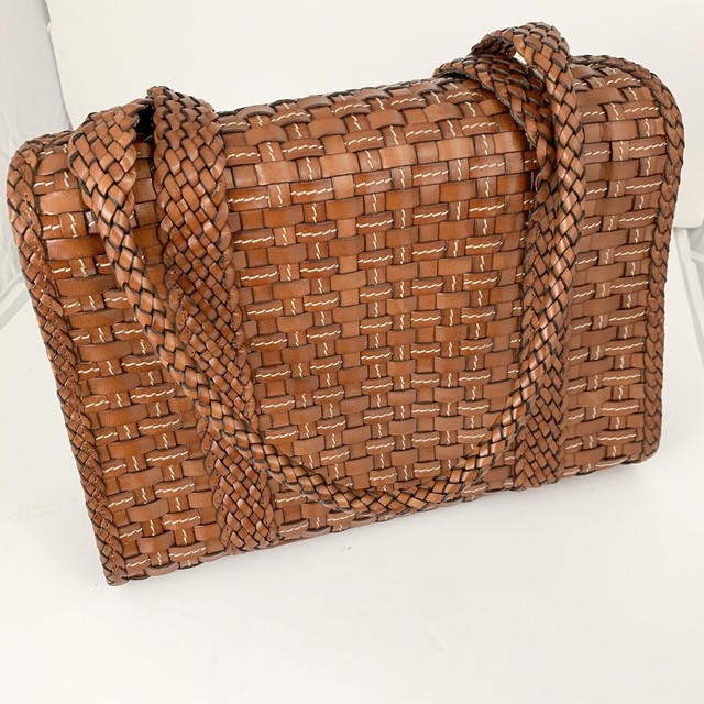 Elliott Lucca Brown Leather Basket Weave Handbag eBay