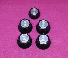 Rickenbacker Style Knob Set (5) Black - Push Fit Metric Size 