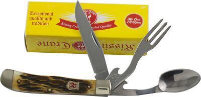 Kissing Crane Burnt Bone Camp Tool Hobo Pocket Knife Camping Scout