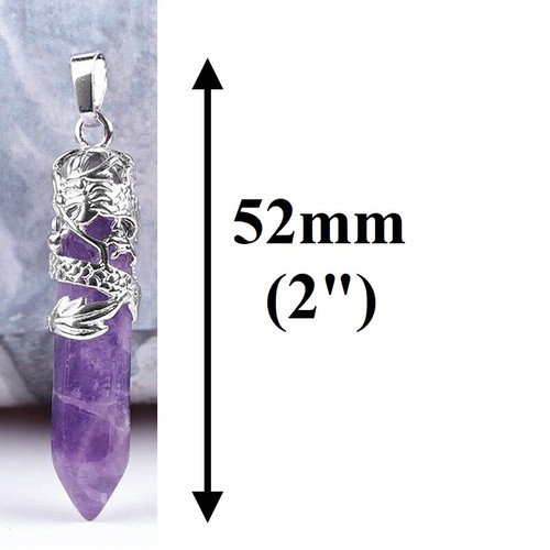 925 Sterling Silver Chain Necklace And Natural Amethyst Dragon Pendant D976 - Picture 4 of 10