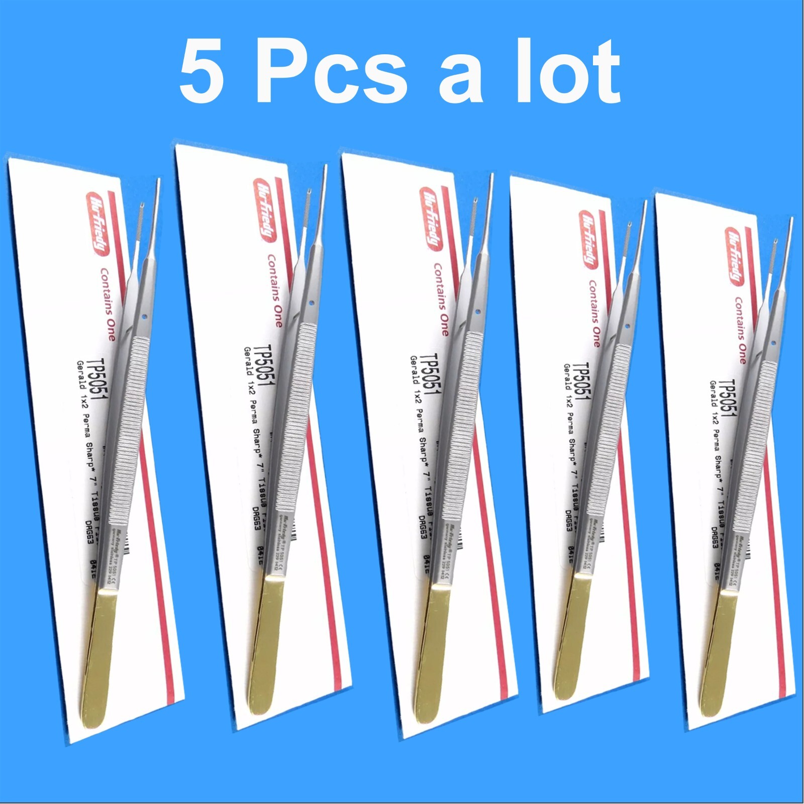 Gerald Tissue Plier 1X2 Perma Sharp 7" / 18 Cm TP5051 HU FRIEDY Lot of 5 Pcs
