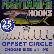 Offset Circle Hooks FISH TAMER Pro Pack - Super Sharp - Sizes #4 - 9/0 (25pk)