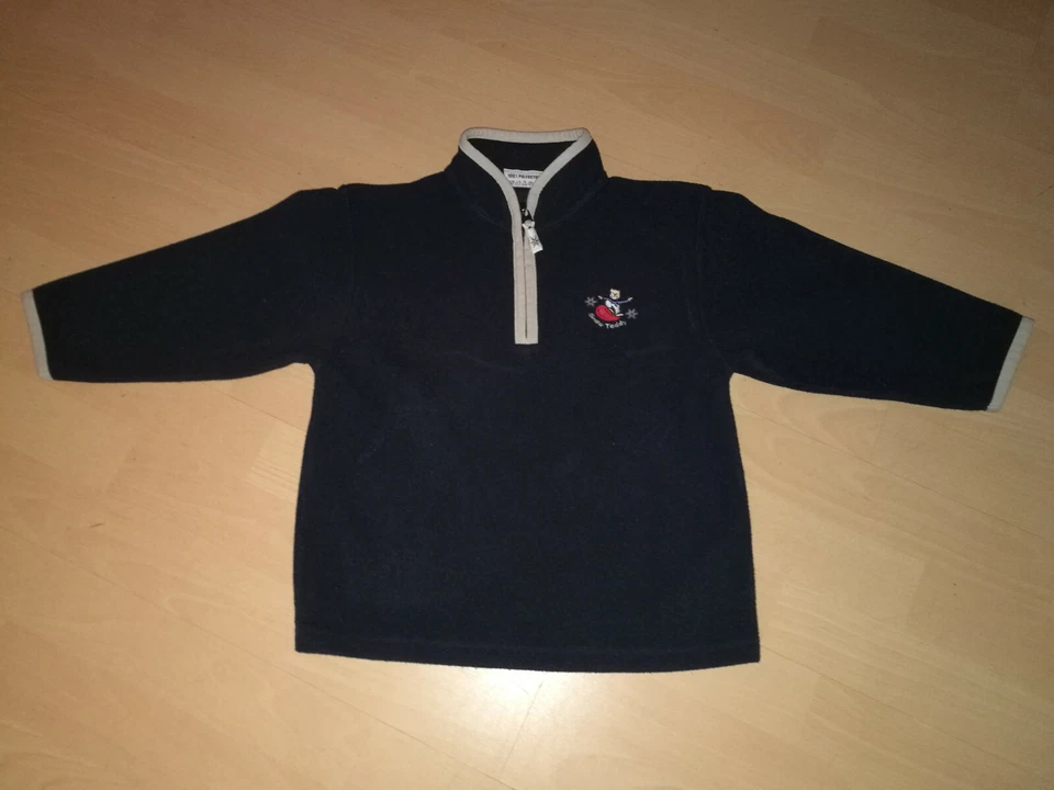 Jungen warmer Winterpullover tief dunkelblau Reißverschluss Gr.110 - Bild 1 von 2