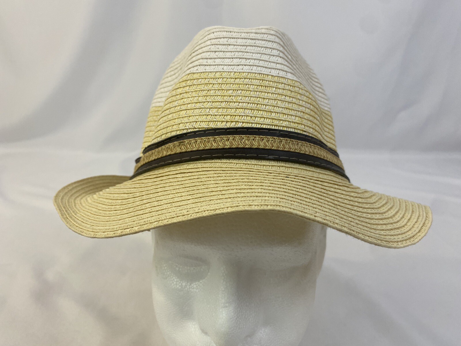 White & Yellow Straw Fedora Hat for Men - Fast Shipping-image