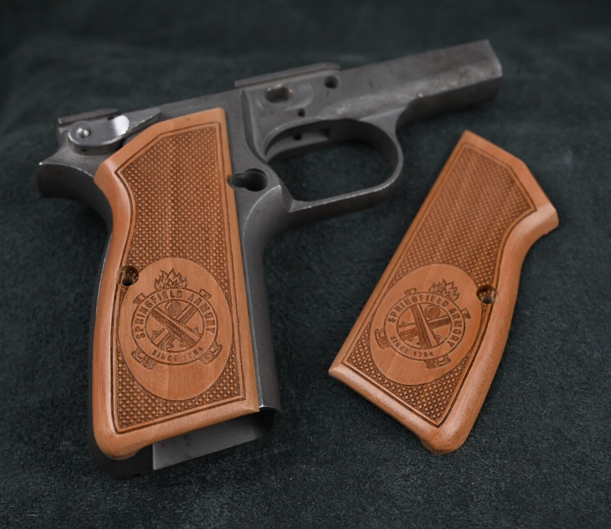 Springfield Armory SA-35 Hi-Power Checkered Walnut Grips. Fits EAA